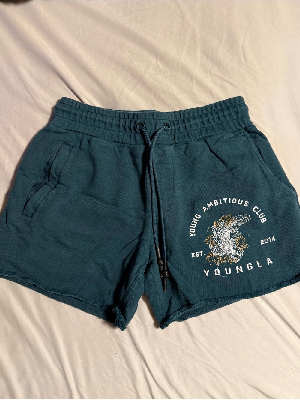 YoungLA Dark Teal Drawstring BodyBuilding Shorts